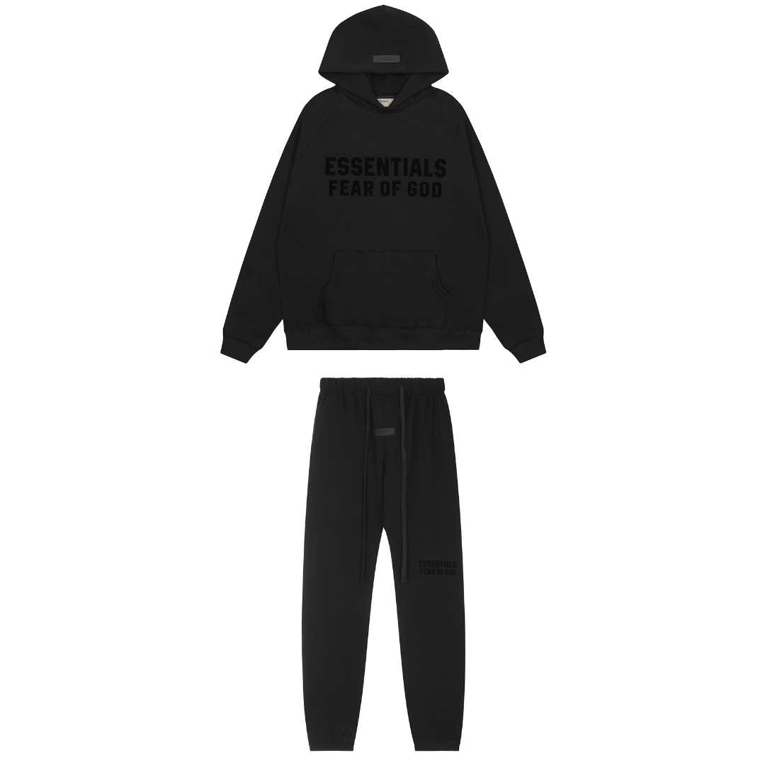 Fear of god essentials tracksuit online black