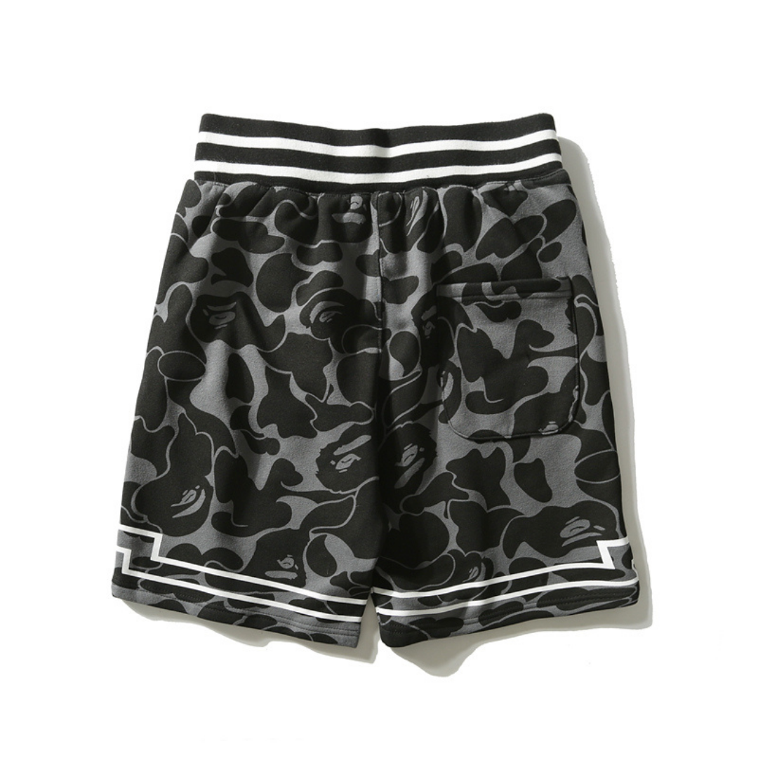 Black and white bape shorts best sale