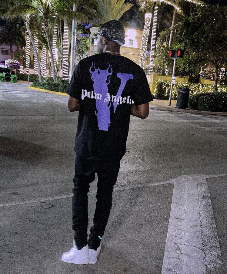 Vlone Palm Angels T-shirt Purple Black