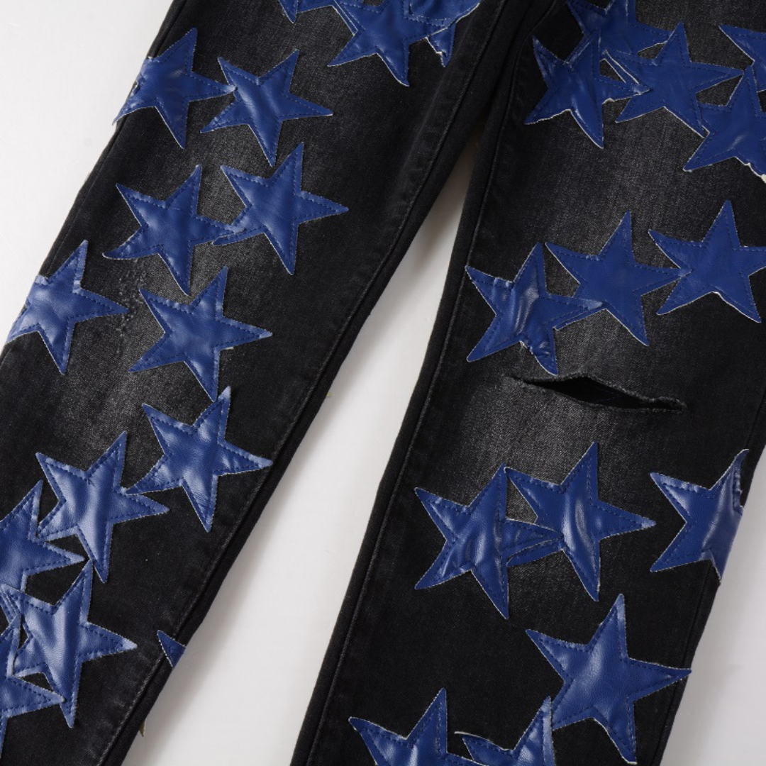 Amiri Navy Blue Star Patch Jeans