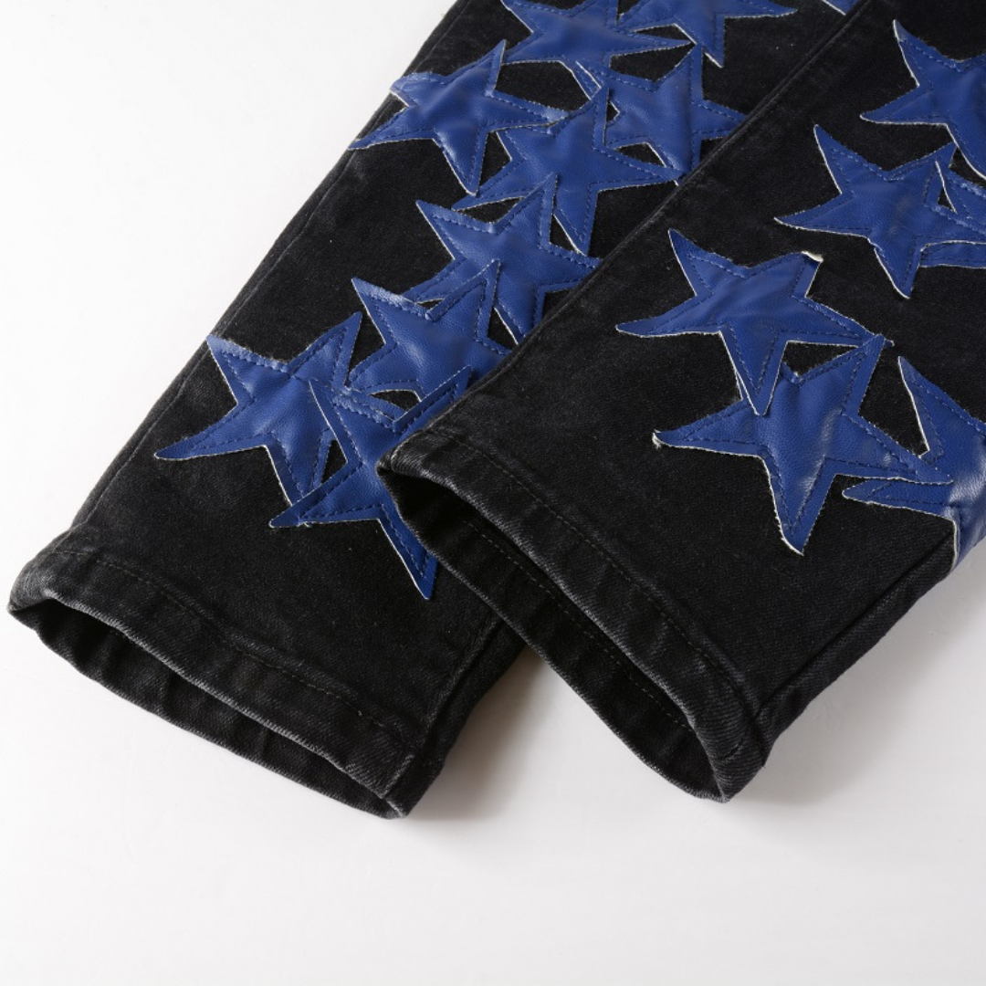 Amiri Navy Blue Star Patch Jeans