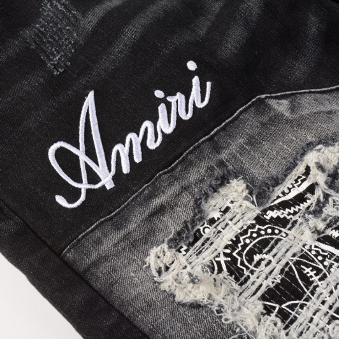 Amiri Logo Bandana Distressed Jeans