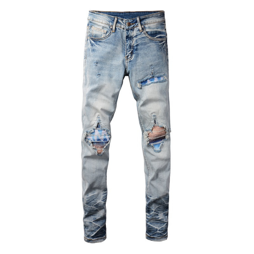 Amiri Blue Patch Logo Jeans