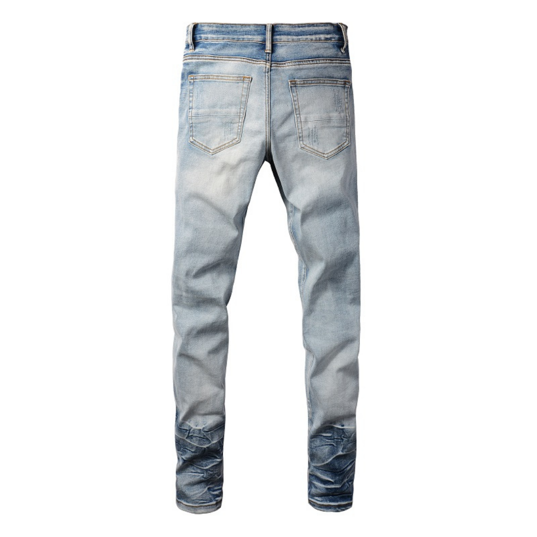 Amiri Blue Patch Logo Jeans