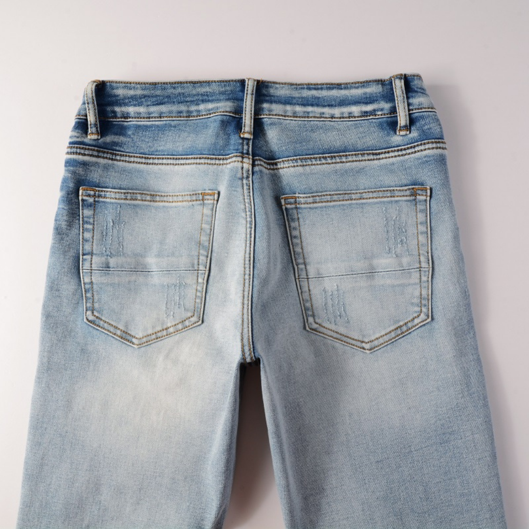 Amiri Blue Patch Logo Jeans