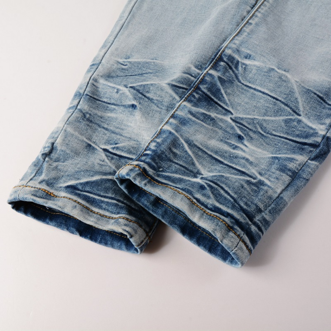 Amiri Blue Patch Logo Jeans