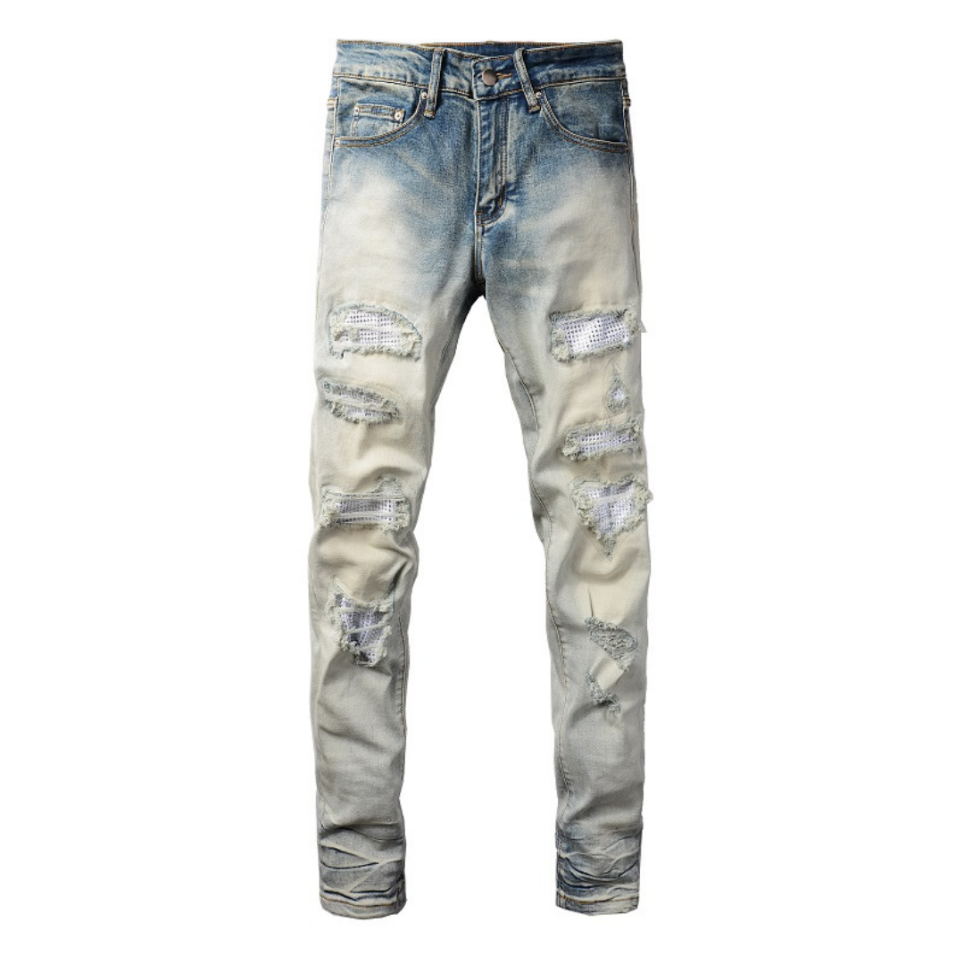 Amiri Gradient Diamond Patch Jeans