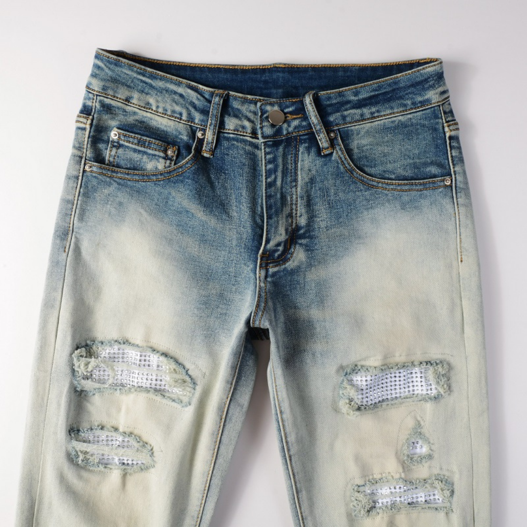 Amiri Gradient Diamond Patch Jeans