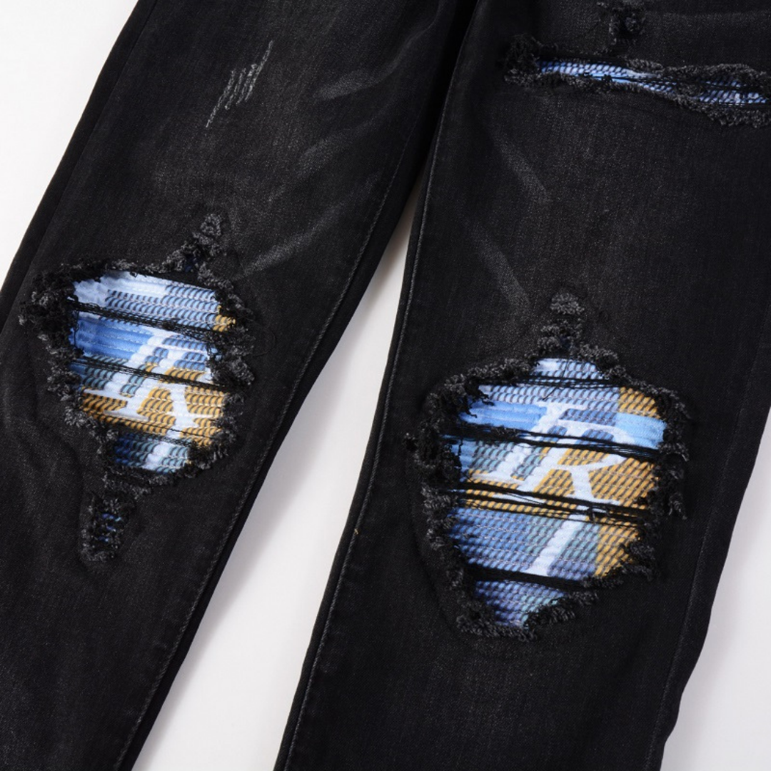 Amr Black Patch Logo Jeans