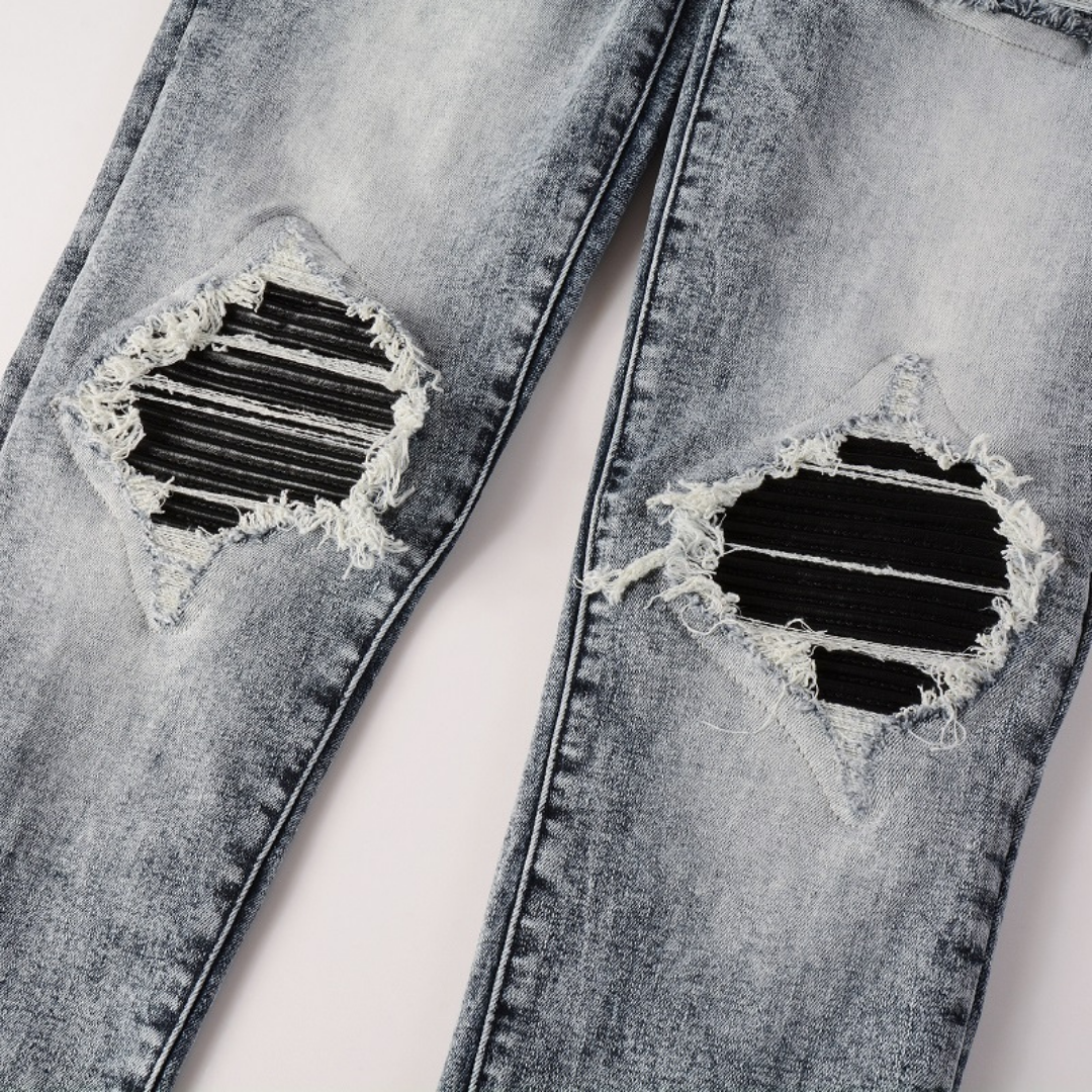 Amr Black Patch Jeans