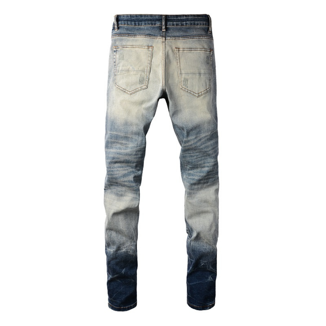 Amiri Gradient Blue Diamonds Patch Jeans