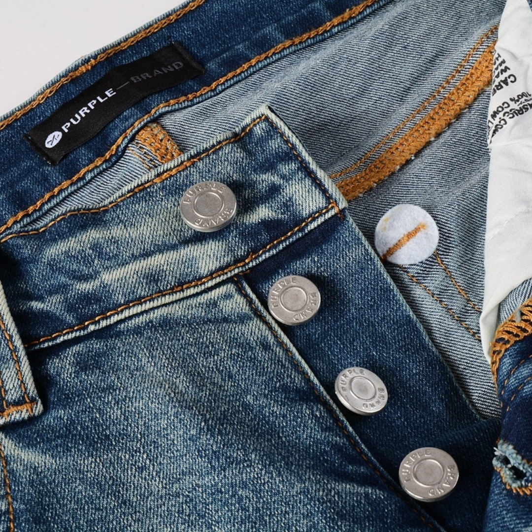 Purple Ripped Blue Jeans