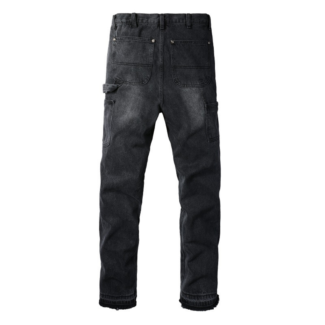 Amr Black Patch Flared Jeans