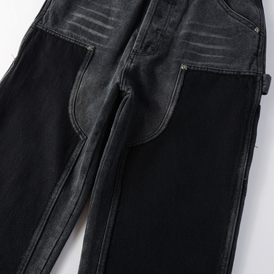 Amr Black Patch Flared Jeans