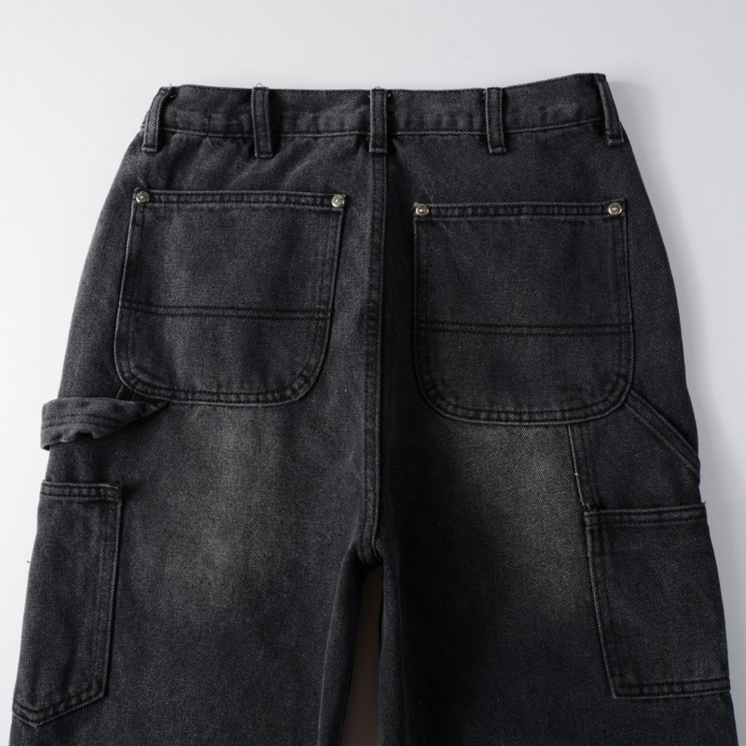 Amr Black Patch Flared Jeans