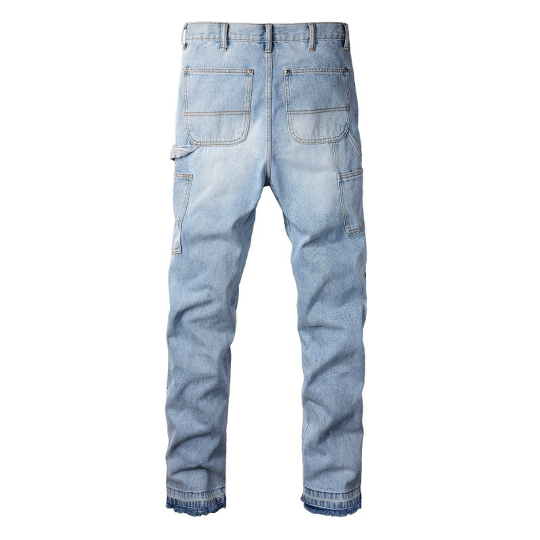 Amr Blue Patch Flared Jeans