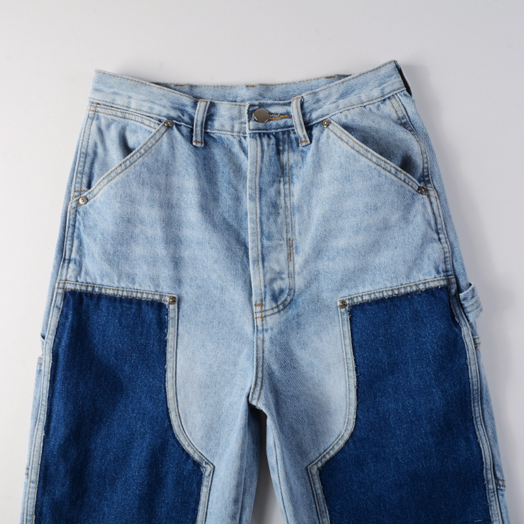 Amr Blue Patch Flared Jeans