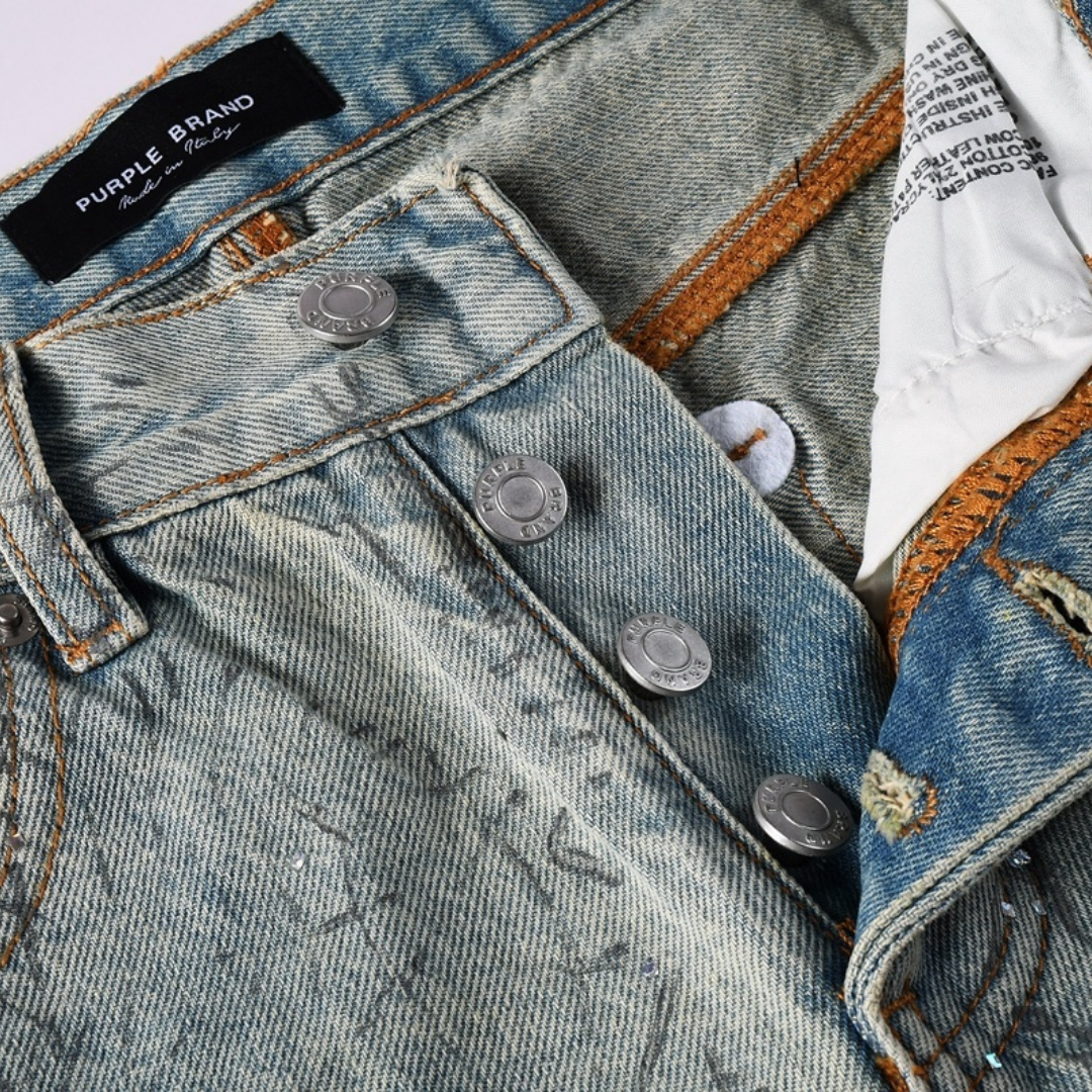 Purple Blue Distressed Jeans