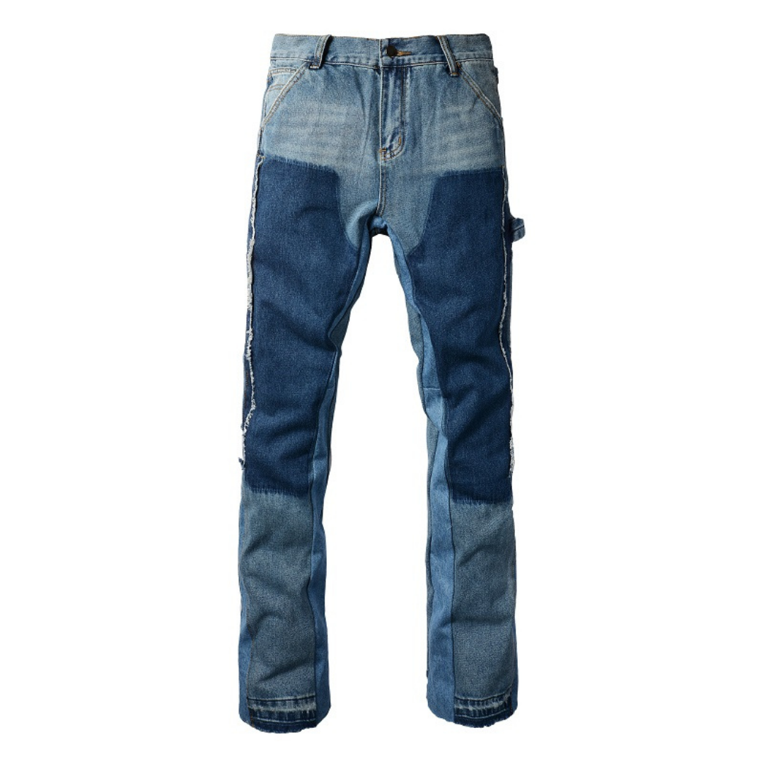 Amr Blue Patch Flared Jeans