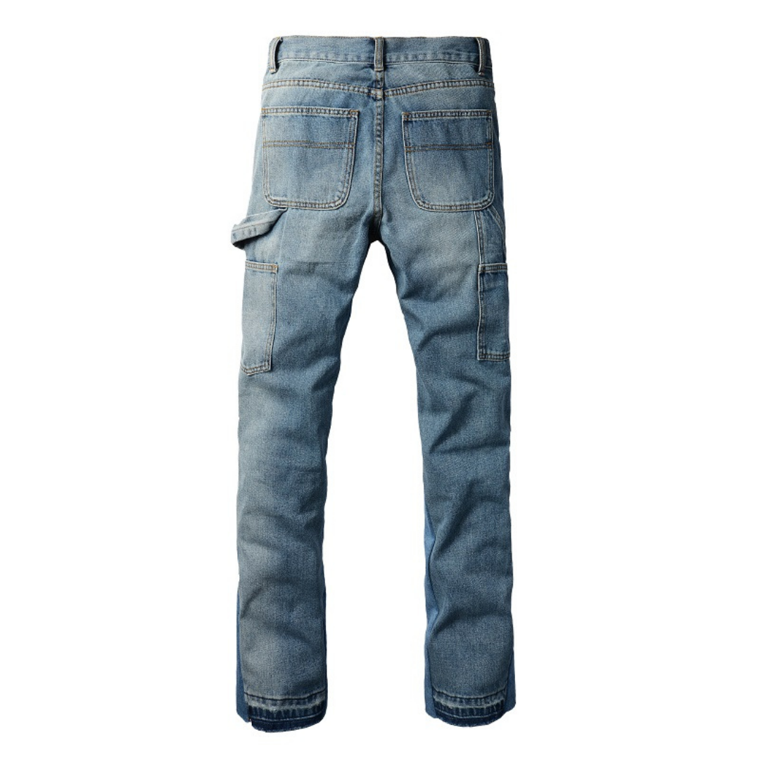 Amr Blue Patch Flared Jeans