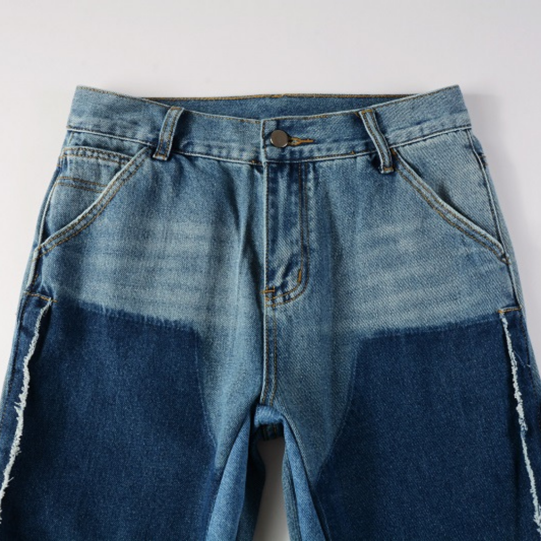 Amr Blue Patch Flared Jeans