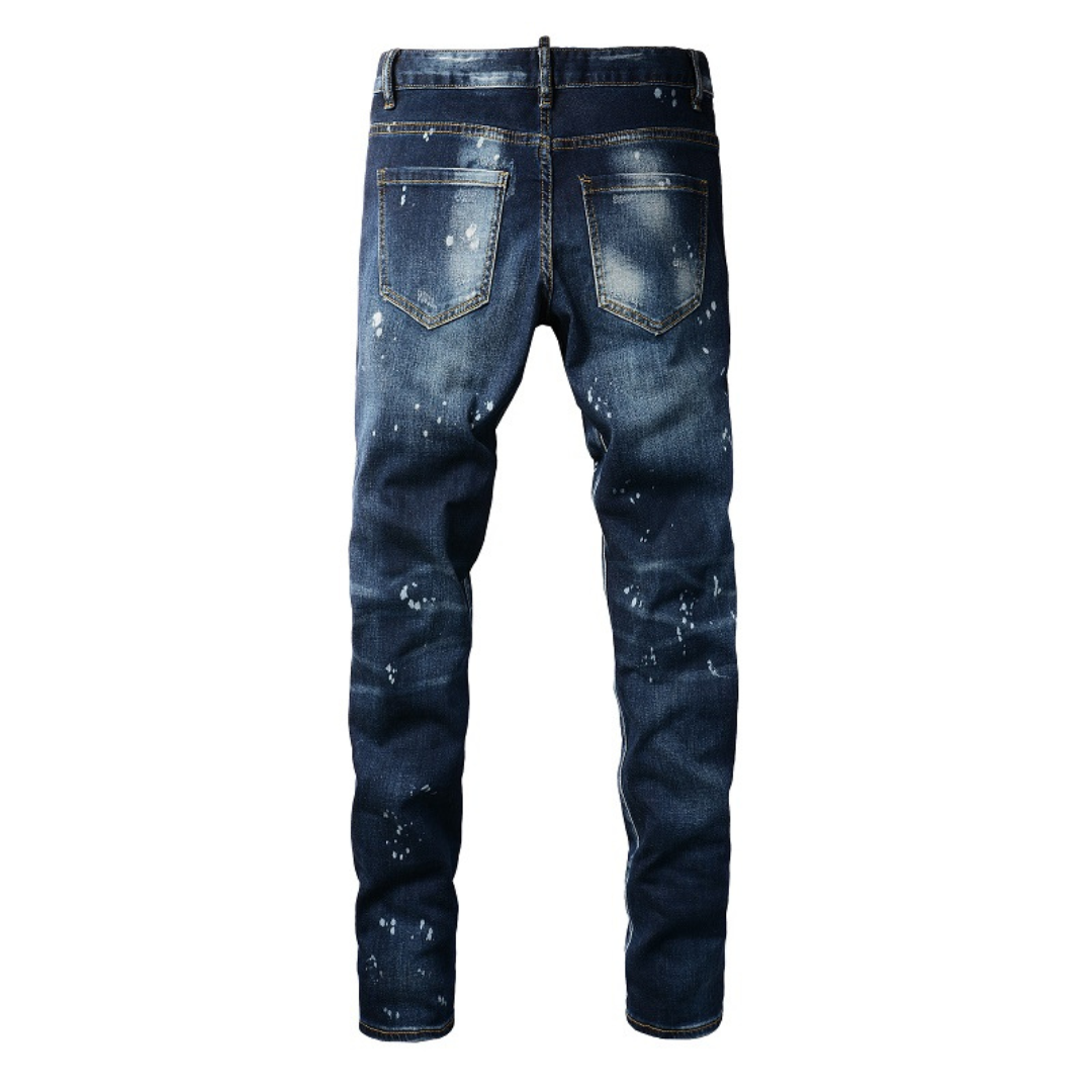 Amiri Paint Drip Blue Jeans