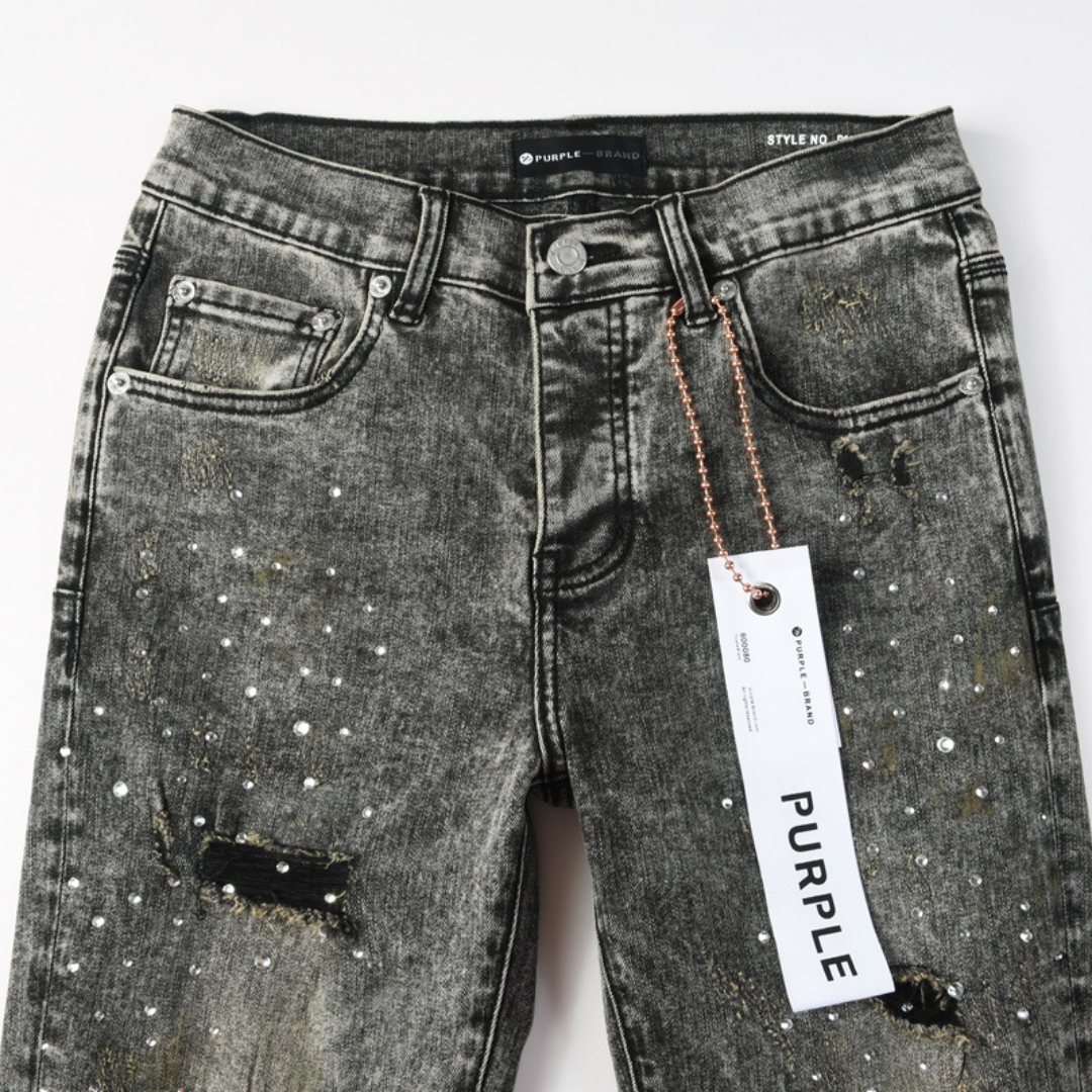 Purple Diamonds Grey Jeans