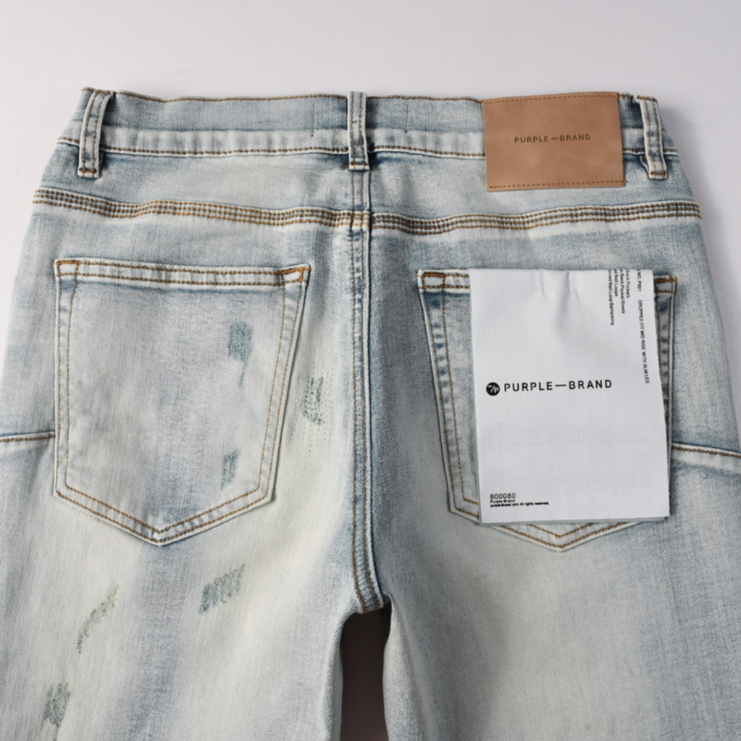 Purple Light Blue Ripped Jeans