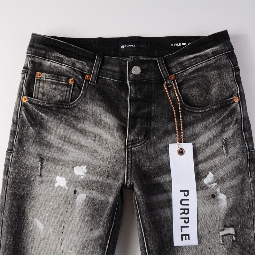 Purple Paint Ripped Jeans