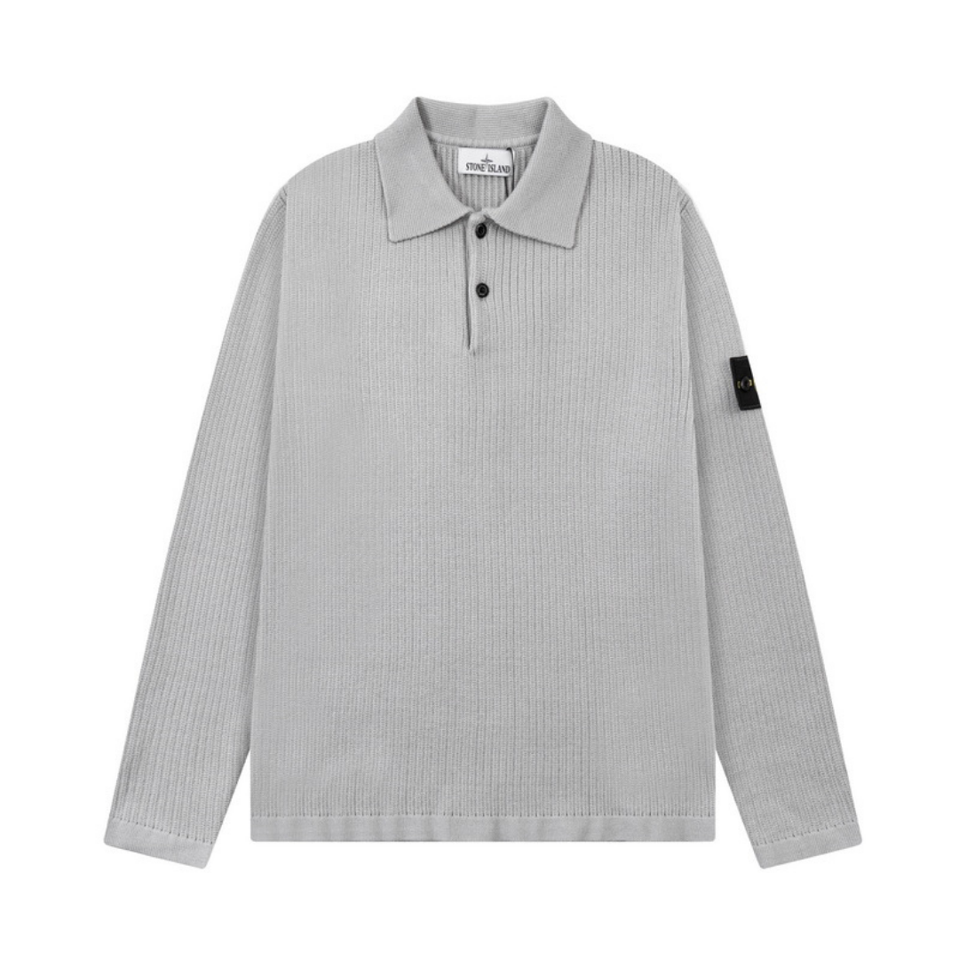 Stone Half Buttoned Sweater