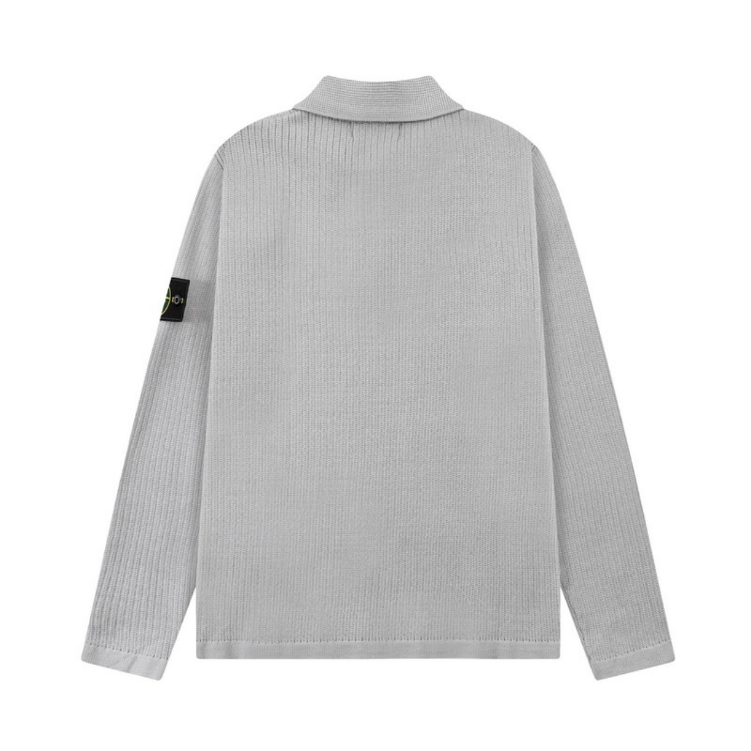 Stone Half Buttoned Sweater