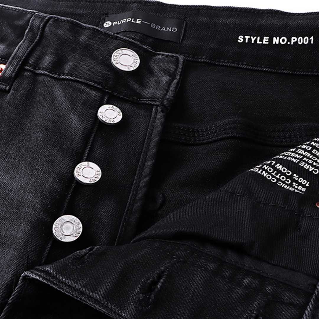 Purple Distressed Paint Jeans