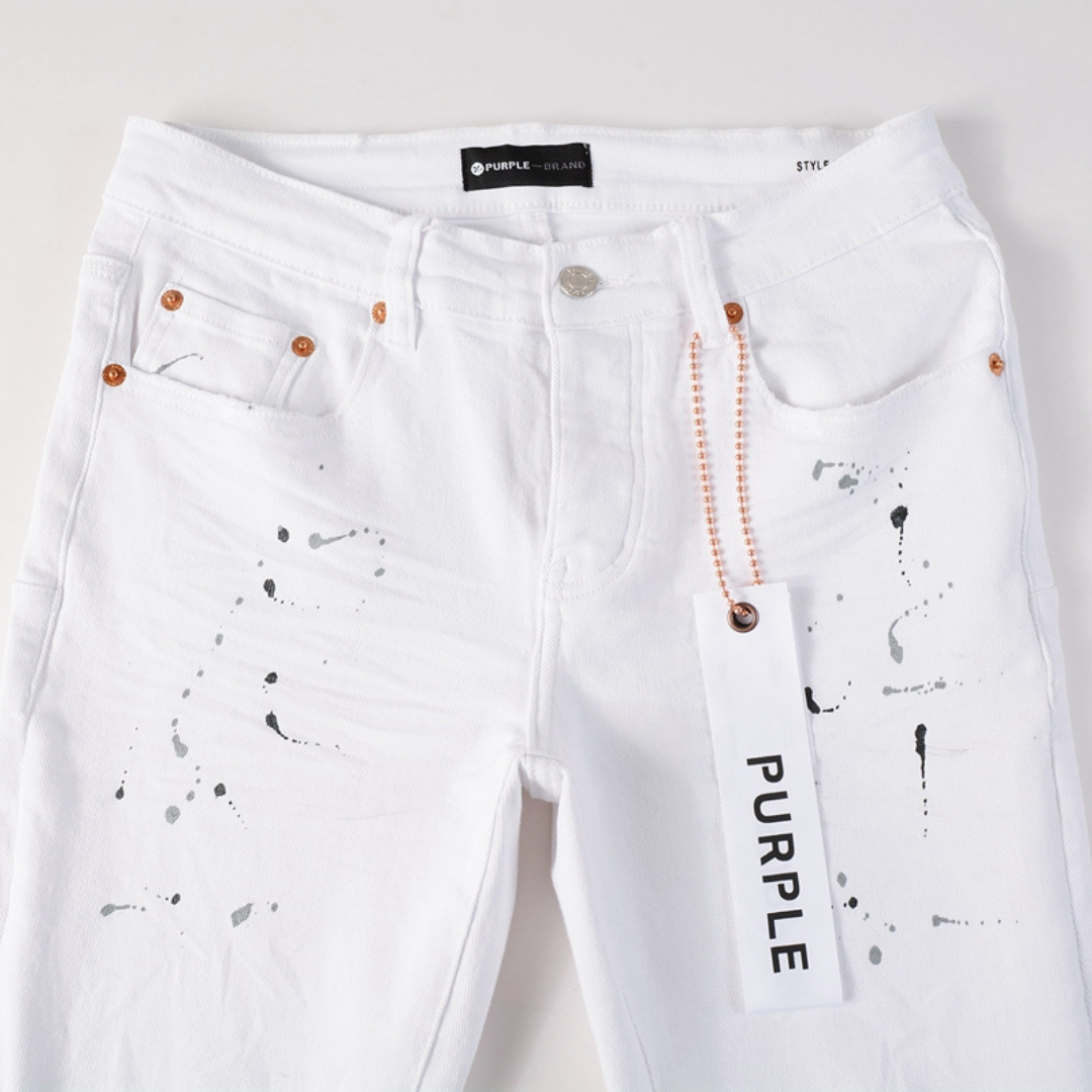 Purple White Paint Jeans