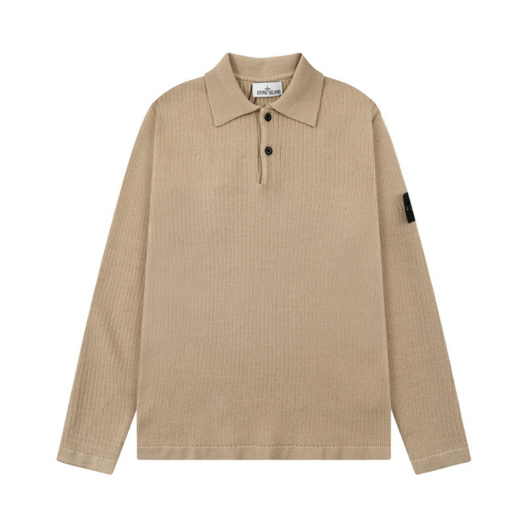 Stone Half Buttoned Sweater